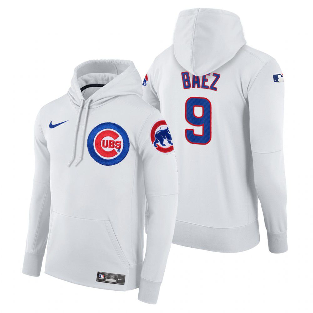 Men Chicago Cubs #9 Baez white home hoodie 2021 MLB Nike Jerseys
